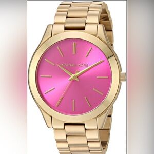 Michael Kors Slim Runway Gold & Pink Stainless Steel Watch ⌚️